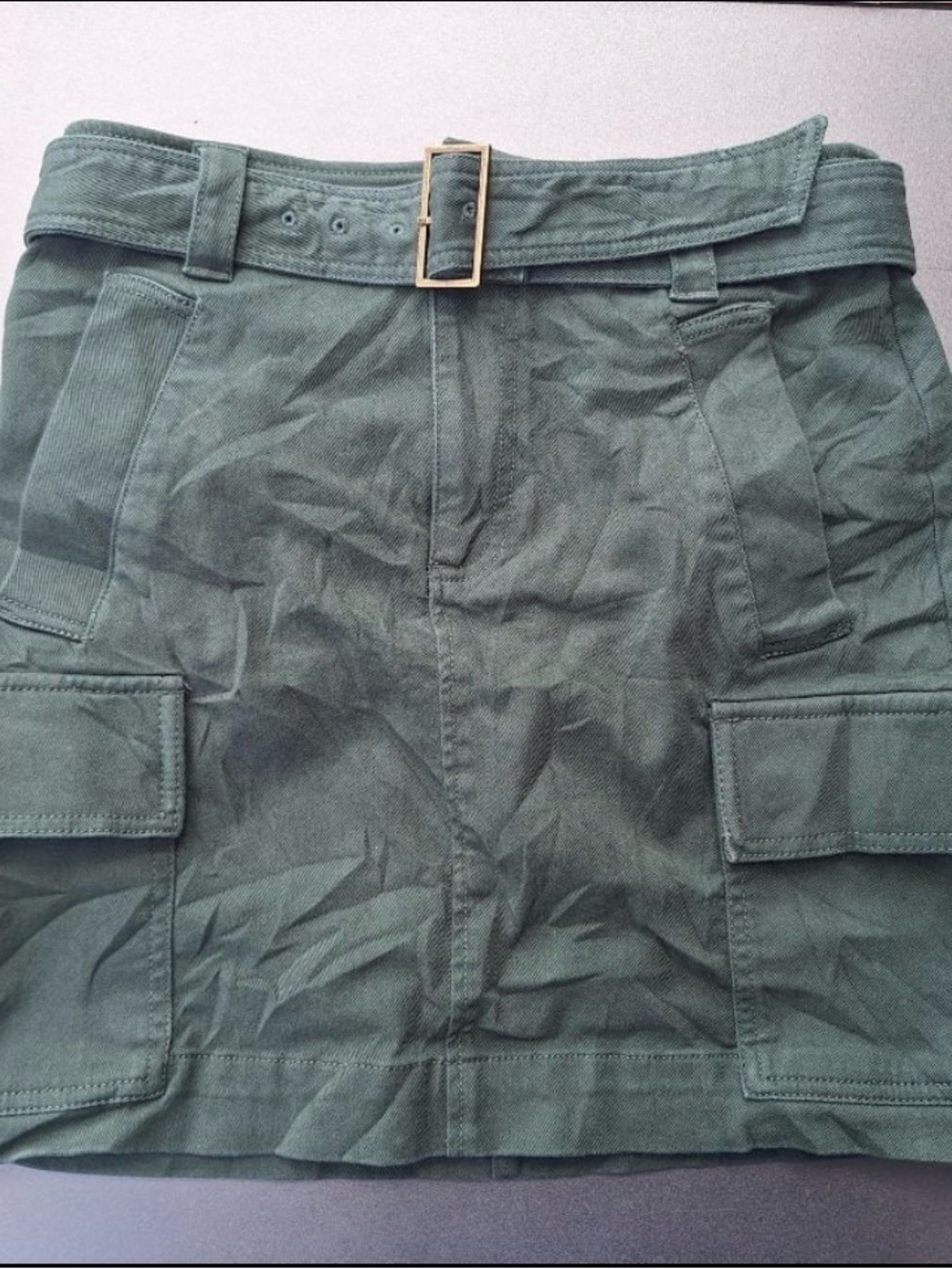 LOFT Belted Cargo Skirt Green Military Style Size 2